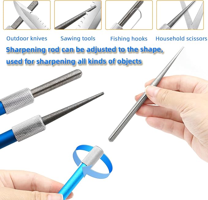 Knife Sharpener ??Orange/Black Pocket Portable Diamond Sharpening Stone, Two-sided 400/600 Grit, Folding Design for Outdoor and Home Use, Comes with a Blue Diamond Polishing Rod (Orange)