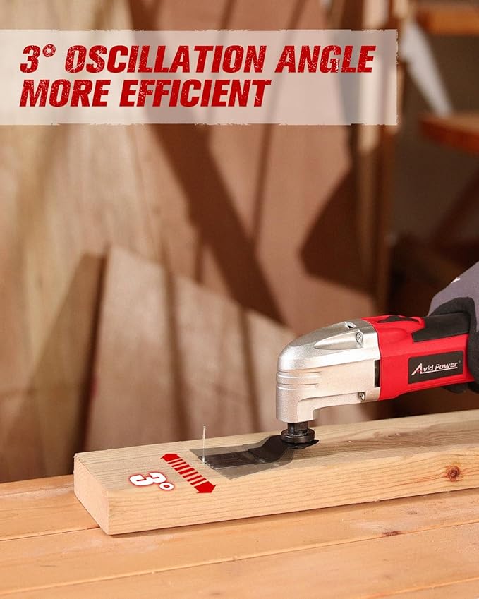 AVID POWER Oscillating Tool, 22000 OPM Electric Oscillating Multi Tool with 3째Oscillation Angle, Cutting, Sanding, Grinding, Scraping, 11 Accessories & Universal Interface-Red