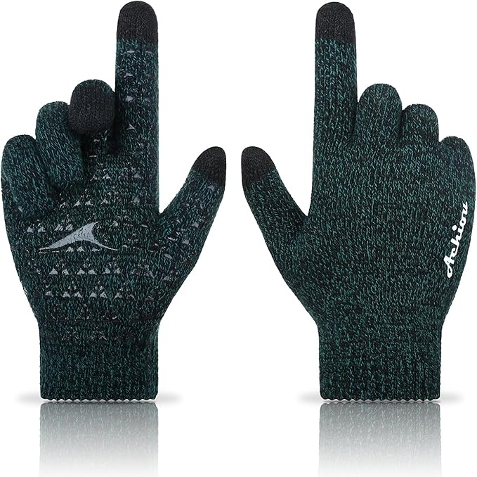 Achiou Winter Gloves, Glove for Men Women, Upgraded Touch Screen Texting Warm Running with Thermal Soft Knit Lining