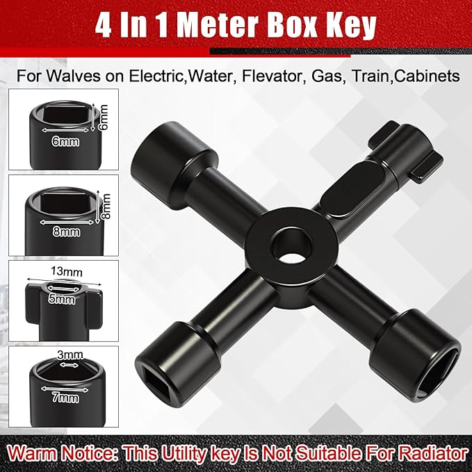 Lanties 5 Pcs Angle Stop Wrench Kit Plumbing Tool, Compression Sleeve Puller for 1/2" Compression Fittings, Ferrule Puller Removal Tool for 1/2" Copper Tubing Nut, 4-way Multi-functional Utility Key