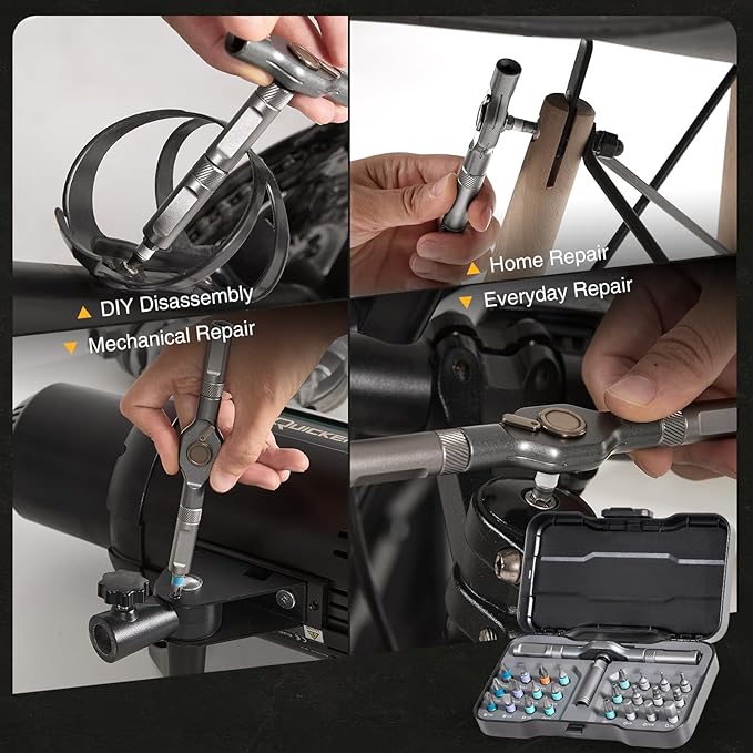 BoxedHome 24 in 1 Magnetic Ratchet Screwdriver Set, Multi Bit Precision Screwdriver Kit with Detachable T Handle for Computer, Electronics, Furniture and Bike Repair