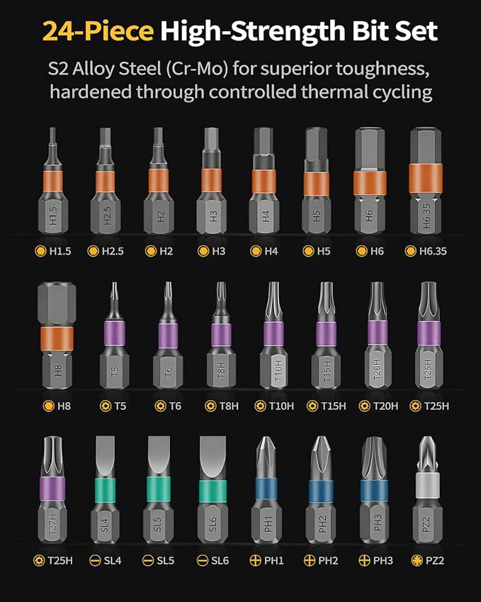 24 in 1 Magnetic Ratchet Screwdriver Set,Multi Bit Ratcheting Screw Driver kit,Precision Precision Screwdriver Case,Portable Compact Tool Kit for Home Repairs, Electronics,Furniture,Bicycle