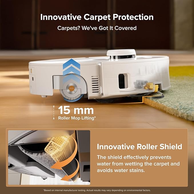 roborock Qrevo Curv 2 Flow Robot Vacuum and Mop, SpiraFlow Real-Time Self-Cleaning Roller Mop, 20,000?츿a, Dual Zero-Tangle System, AI Obstacle Avoidance, Heat-Washes & Dries Mop, Carpet Protection