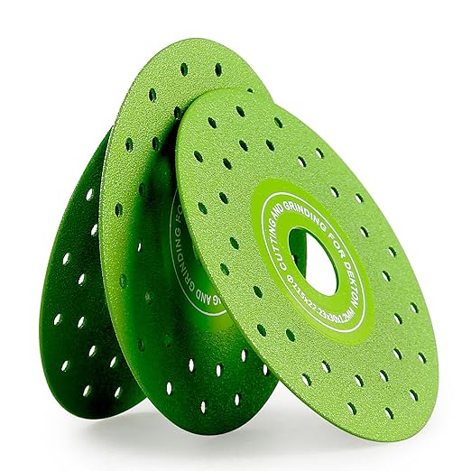 LOZLIN 3PCS 115MM Vacuum Brazed Ultra-Thin Multi-Pore Flat Abrasive Sheet Disc for Porcelain Glass Ceramic Tile Granite Marble Diamond Saw Blade (Green Porous, 10)