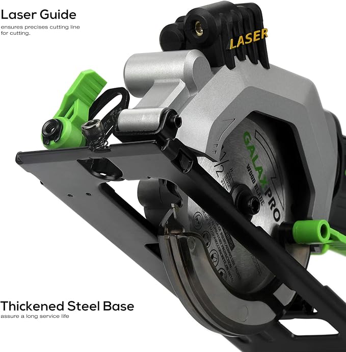 GALAX PRO Mini Circular Saw, DC20V 4-1/2" Cordless Circular Saw with 2.0Ah battery, Laser Guide, Rip Guide, 2 Pcs Blades(24T+ 60T), 3400RPM, Max Cutting Depth 1-11/16"(90째), 1-1/8"(45째)