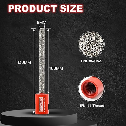 DT-DIATOOL Diamond Mortar Raking Bit for Brick Joints Stone Masonry Granite Diameter 5/16"x4" (8x100mm), 5/8 inch-11 Thread Router Bit 2pcs
