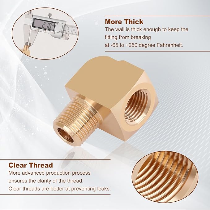 2pcs 1/8??Brass Fittings 90 Degree Barstock Street Elbow 1/8" NPT Male Pipe to 1/8" NPT Female Pipe Elbow Forged Brass Pipe Fittings