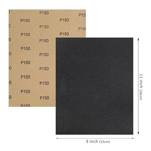 9 x 11 Inch 15pcs Wet Dry Sandpaper, 150 Grit Waterproof Abrasive Sand Paper, Silicon Carbide Sandpaper Sheets for Metal Wood, Auto Polishing