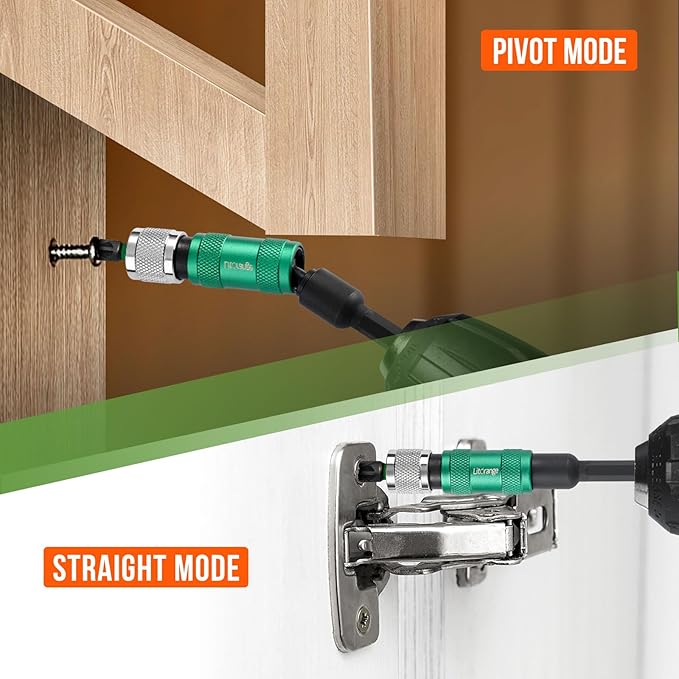 3PCS 90mm Universal Magnetic Pivoting Impact Screwdriver Drill Bit Holder, Mechanical locking And Quick Release Design, 1/4" Hex Shank, With 2 x 25mm PZ2 & PH2 Bit Fit for Swivel Drill Bit Extender