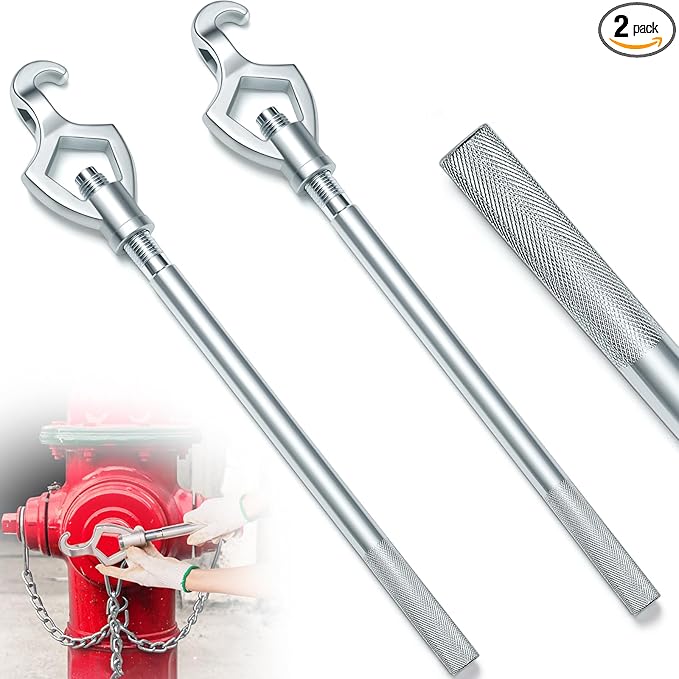 Tandefio 2 Pcs Fire Hydrant Wrench Adjustable, 1-1/2 to 3 20 Inch Multifunctional Hydrant Wrench for Tightening Fire Nuts Tightening Water Pipes, 3 Position Adjustable Nuts 1-1/2 to 3