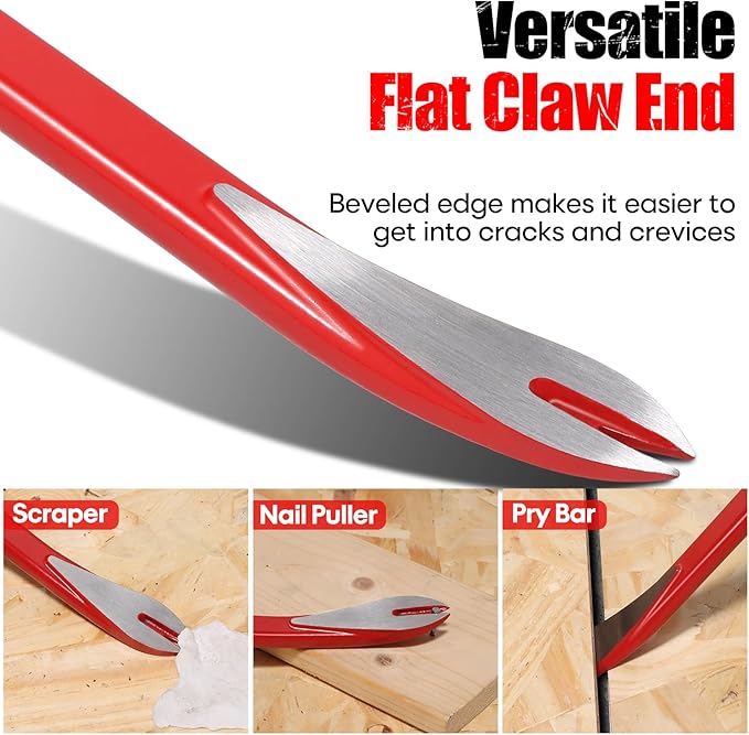 SHALL 3-Piece Nail Puller Tool Set, 12?쇺? 10?쇺? 8?쇺?- Heavy Duty & Mini Cats Paw Pry Bar, Utility Claw Bar, Wonder Bar, 40Cr Alloy Steel Crowbar Tool for Home Remolding & Woodworking