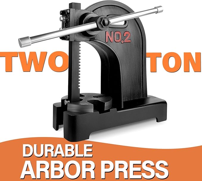 2 Ton Arbor Press Manual Heavy Duty Arbor Press Machine,8.5" Work Height,Manual Arbor Press Cast Iron Desktop Punch Press,for Punching,Bending,Stretching (Black, 2T)