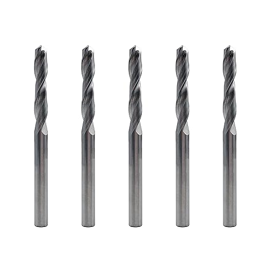 1/4" Solid Carbide Jobber Drill Bits with Straight Shank and 118째 Point Angle, Made from K20 Tungsten Carbide,Applications: for Stainless Steel Alloy Metal, 5-Piece