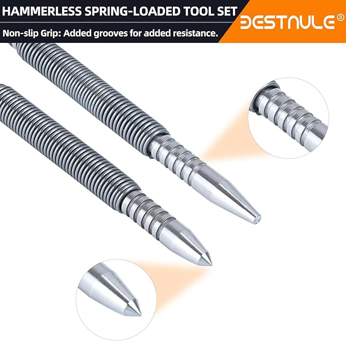 BESTNULE 4-Piece Nail Setter Dual Head Nail Set & Dual Head Center Punch & Hammerless Cold Chisel & Hinge Pin Remover Punch Set, Nail Setter Features 1/8-in, 3/32-in, 3/16-in, 1/16-in, 5/16-in, 1/8-in