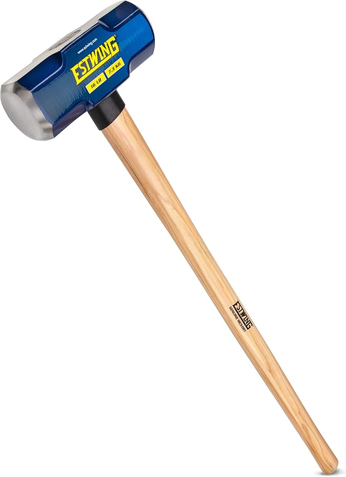 Estwing 16-Pound Hard Face Sledge Hammer - 36-Inch Hickory Handle, Ergonomic Grip, Durable Construction for Demolition & Stake Driving