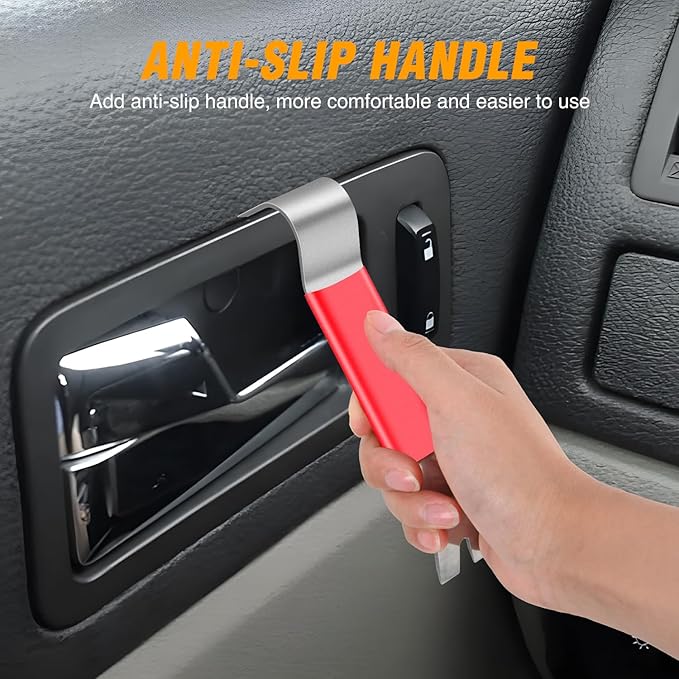 GOOACC 11PCS Trim Removal Tool Kit, Metal & Nylon Pry Tools Set for Car Door Panel, Dashboard, Audio, Clips, Fastener Remover w/Storage Box ??Red