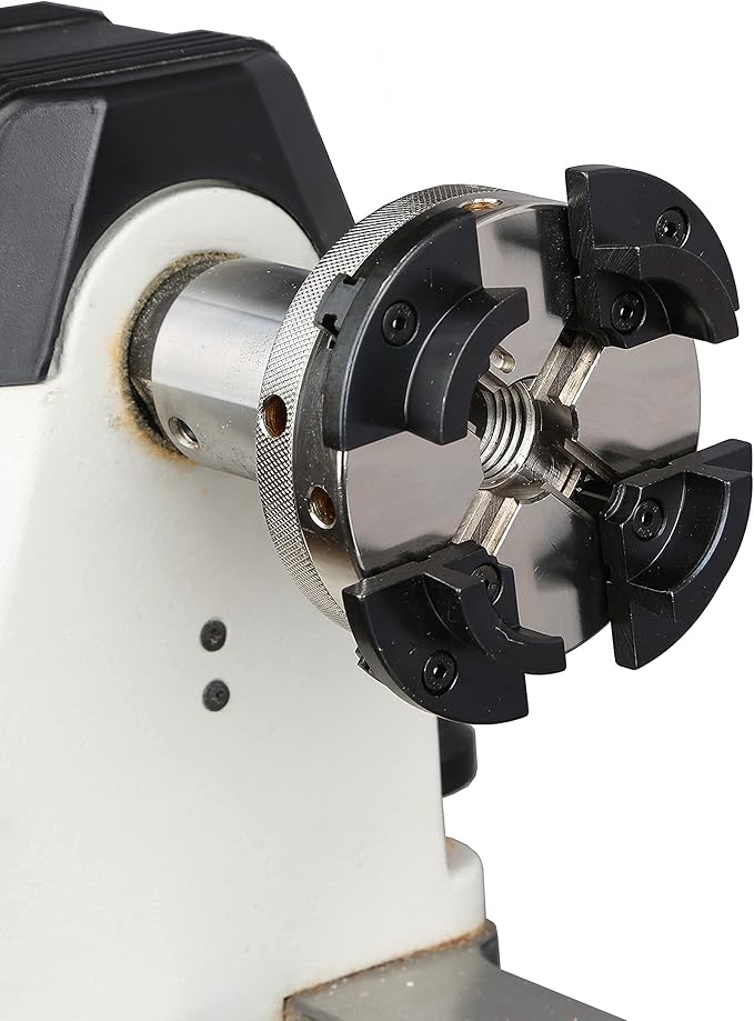 4INCH 4-Jaw Self-Centering Wood Lathe Chuck, 2" Round Jaw Mounted, 1"x8TPI thread & 3/4"x16TPI Adapter, T Allen Wrench, Screw Chuck, SCR4-4, Nickle electric Coating Body