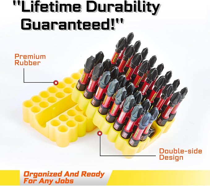 Impact Phillips Screwdriver Bits Set, 33 Pieces 1?쒶agnetic(PH1/PH2/PH3) S2 Steel Multi Cross Driver Bits and 1 Pc Bit Holder with Yellow Soft Base