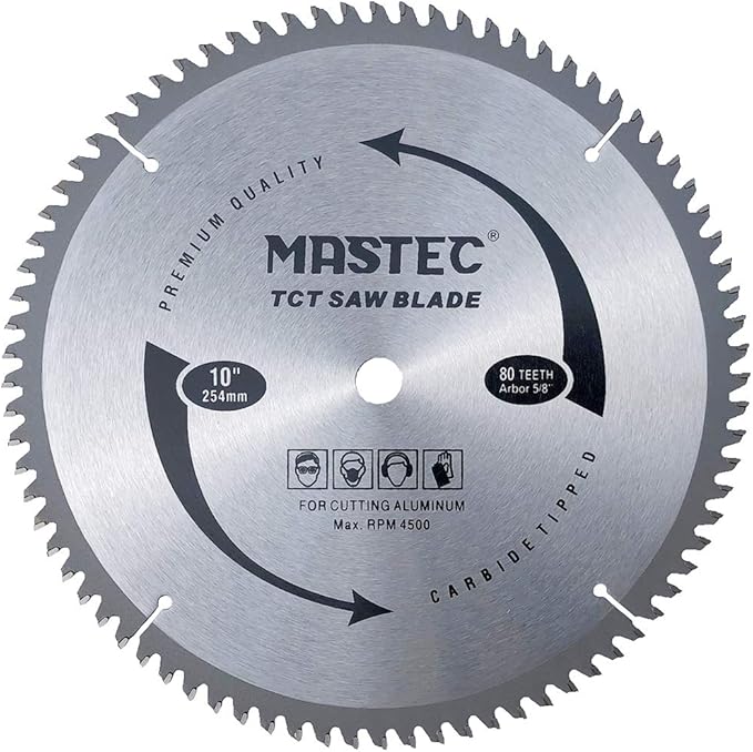 10 Inch 80 Tooth TCG for Aluminum and Non Ferrous Metals Cutting Saw Blade with 5/8 Inch Arbor