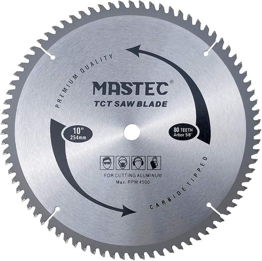 10 Inch 80 Tooth TCG for Aluminum and Non Ferrous Metals Cutting Saw Blade with 5/8 Inch Arbor