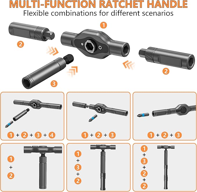 42-in-one magnetic ratchet screwdriver set, [S2 steel] 40-position + T-shaped handle, suitable for home use, automobiles, bicycles, motorcycles, electronic repair - portable tool storage box.
