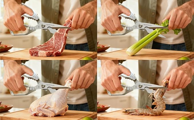 Japanese Kitchen Shears Set, Heavy Duty Poultry Shears All Purpose, Kitchen Meat Scissors for Steak Cutting, Chicken Bones, and Turkey Christmas Gifts for Men Women Mom Dad