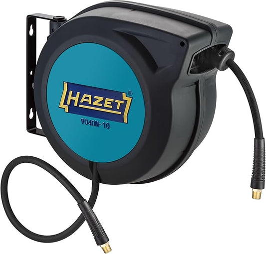 HAZET Hose Reel 9040N-10 I Hose Length: 15 Meters/49.21 Feet, Hose Inner Diameter: 0.39 Inches/10mm, Max. Pressure: 290 Psi for Compressed Air and Water I For Clean Winding of Hoses