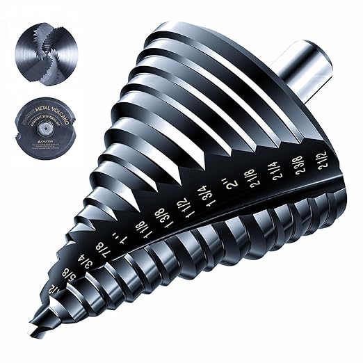 toolant Gigantic Step Drill Bit(Pro), 1/4" - 2-1/2"(15 Step Size), 1/2" Shank Unibit Step Drill Bit for Metal, Aluminum, Plastic