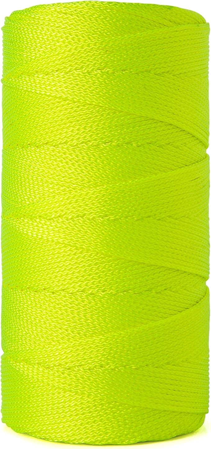 HONGDA Nylon Twine, 1000 Feet #18 Braided Nylon Mason line String Perfect for Masonry Jobs and for The Layout of General Construction, Gardening, DIY Project, Fluorescent Yellow