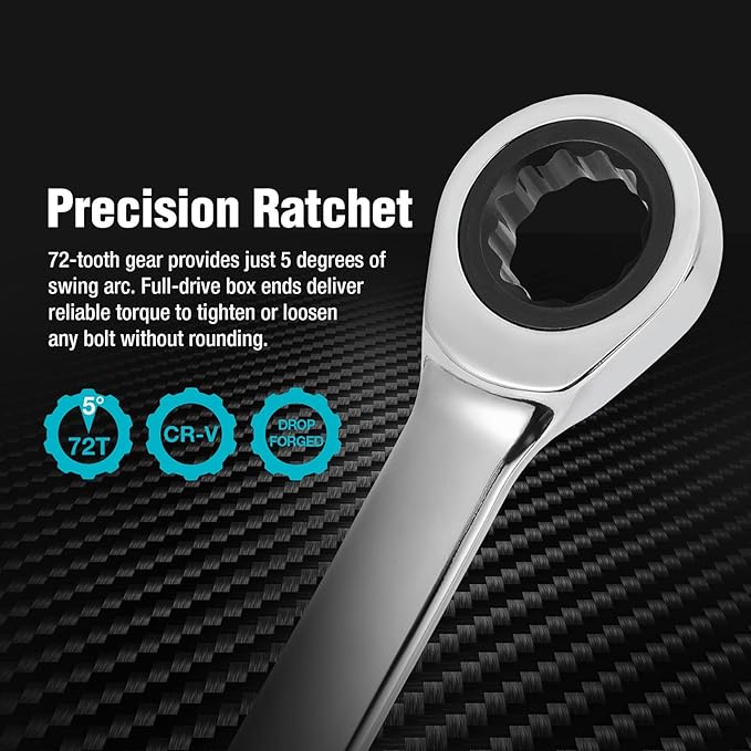 DURATECH 18mm Extra Long Ratcheting Wrench, Metric, CR-V Steel