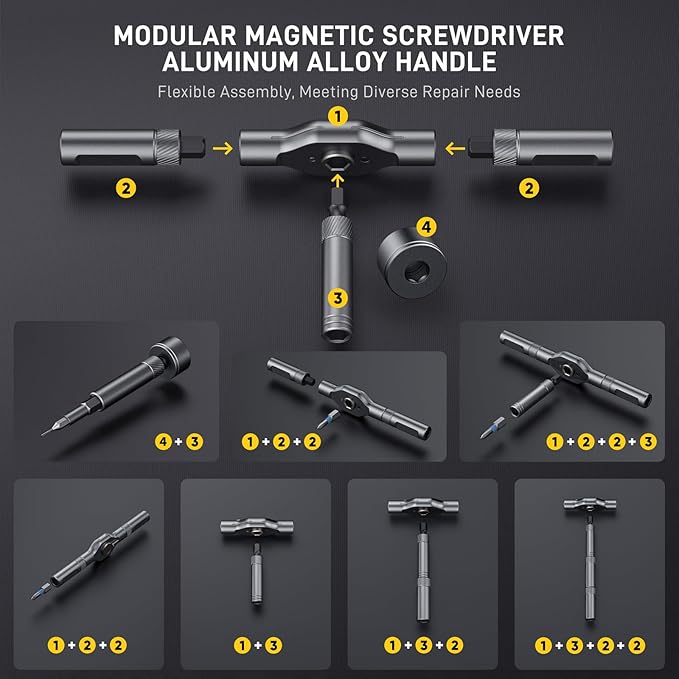 74 in 1 Magnetic Screwdriver Set, Ratchet Screw driver Set, Multi Bit Screwdriver Set with Detachable Handle, Repair Tool Kit for Furniture, Precision Electronics, Bicycle, Watch, DIY, Computer