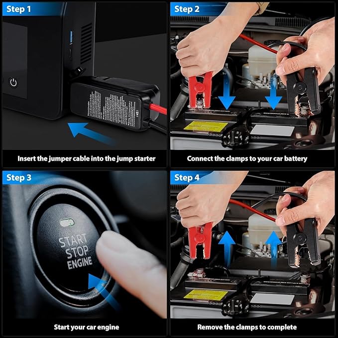 Hieha 4000A Portable Jump Starter with Air Compressor, 12V Car Battery Charger (All Gas 8L Diesel) with 150PSI Tire Inflator 15000mAh PowerBank & Quick Charge, Flashlight, emergency kit for Car, truck
