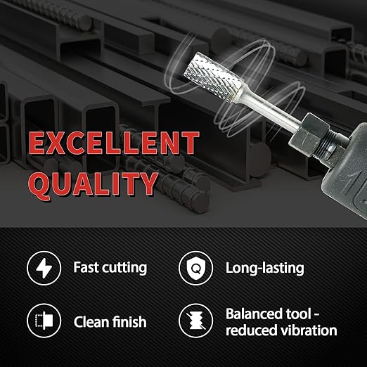 S&F STEAD & FAST Carbide Burr with 쩌??Shank 쩍??Cutter Dia 1??Length, Professional Grade Tungsten File, Die Grinder Bit for Electric or Air Die Grinder, Cylinder End Cut, Grinding Burr bit for Metals