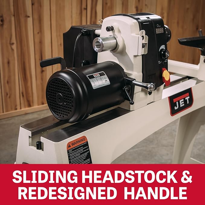 JET 18" x 40" EVS Variable Speed Woodworking Lathe, Reversible Wood Turning Machine, 2 HP, 230V 1Ph (JWL-1840EVS)