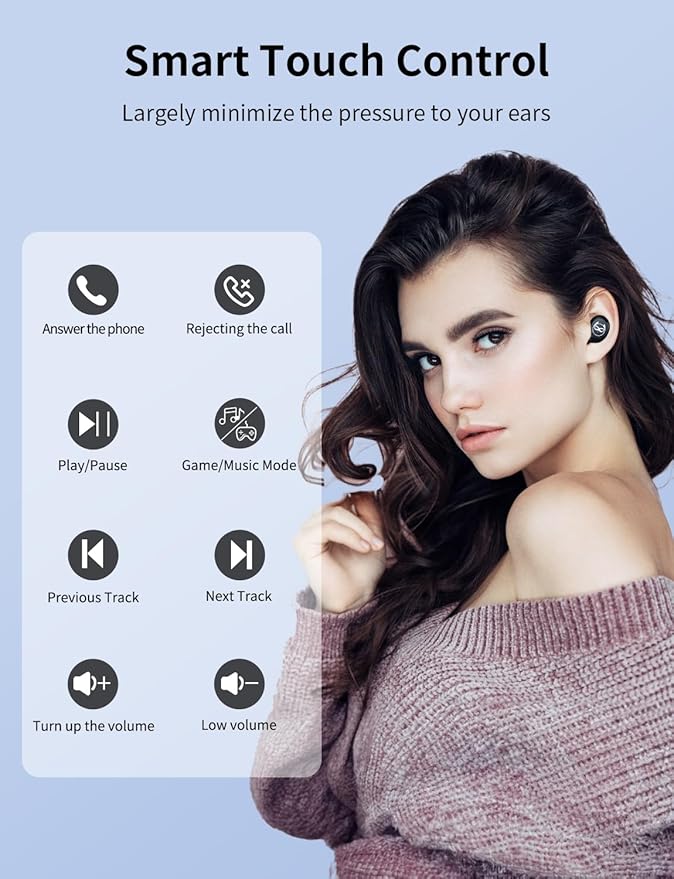 King Tiger Wireless Bluetooth Earphones, Touch Control, Hi Fi Stereo bass, Suitable for Drivers, Offices, Fitness and Entertainment.