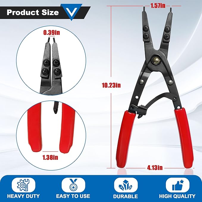 38700 Spindle Snap Ring Pliers, Internal External Heavy Duty Plier Circlip Installation Removal Red Automotive Tool Kit for Ford Pickups 2007 and Newer with Ratcheting Lock Mechanism
