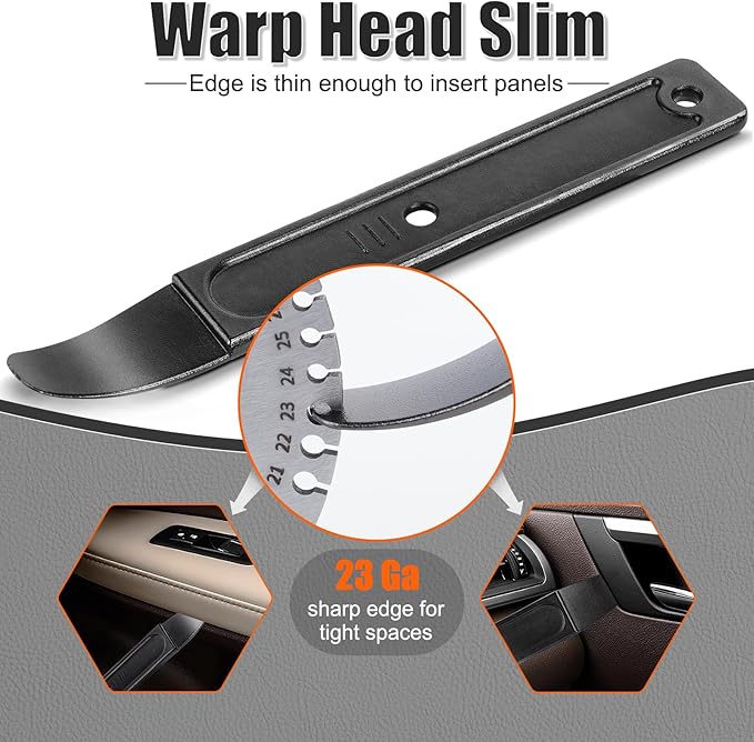Versatile 23 Ga 4140 Steel Pry Bar Automotive Panel Removal Tool for Removing Auto Trim Interior and Exterior Parts, Gunmetal Gray, Pack of 1