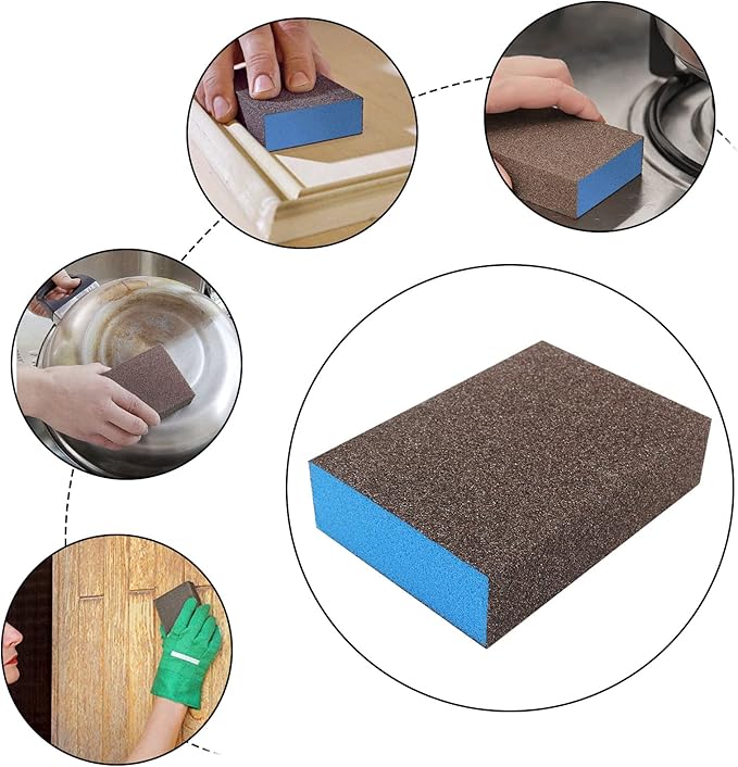 12Pcs Coarse Sanding Sponge 80 Grit, Wet Dry Sanding Block Sanding Sponge Metal Sandpaper Blocks for Drywall Wood Plastic Metal Furniture