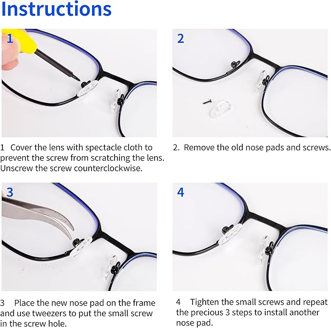 Upgrade Version All-in-One Magnetic Glasses Repair Kit with Black Screw, Eyeglass Repair Tools Kit with Precision Screwdriver Sets, Nose Pads, Tweezer