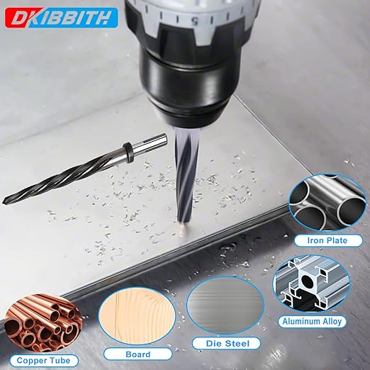 5/8??Bridge Construction Reamer Drill Bit, M2 HSS Taper Chucking Reamer for Steel Alloy Metal Wood Plastic, 1/2" Non-Slip Shank, 5-Spiral Flutes Car Reamer, to Align or Enlarge Holes, 16mm