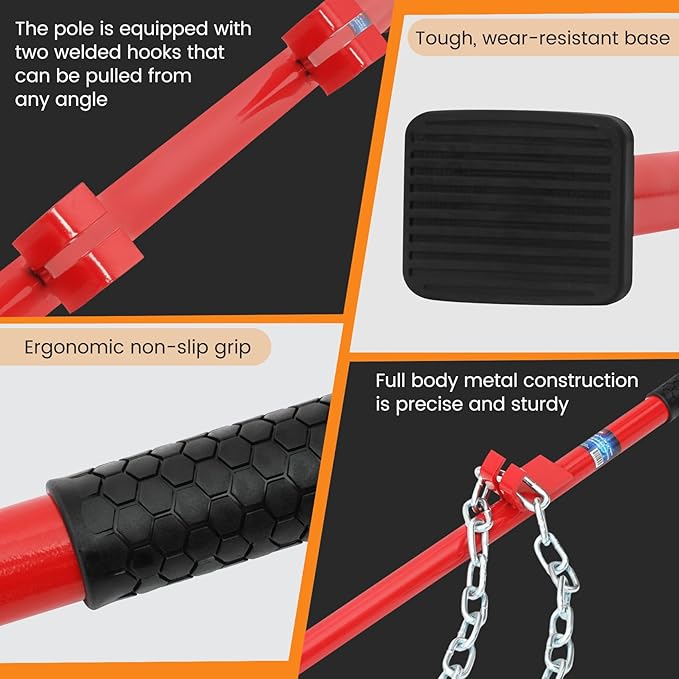 ?솏?솯?솢?솲?솘?솛?솞?솛 Boats and Cars Smoothing Tool, Hustler Stick Tool Auto Body Can Withstand 2200 Pounds of Pulling Force, Dent Tools are Used for Body, Bumper, Hood, Hull and Deck Dent Fix (Red)