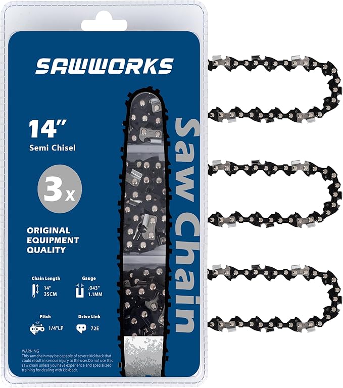 3-Pack Stihl 14 Inch Pole Saw Chain, 1/4" Pitch .043" Gauge 72 Drive Links, Chainsaw Chain for 71PM3-72 Stihl MSA 120 C-B, MSA 160 C-B, MSA 200 C-B, 3670-005-0072 and More