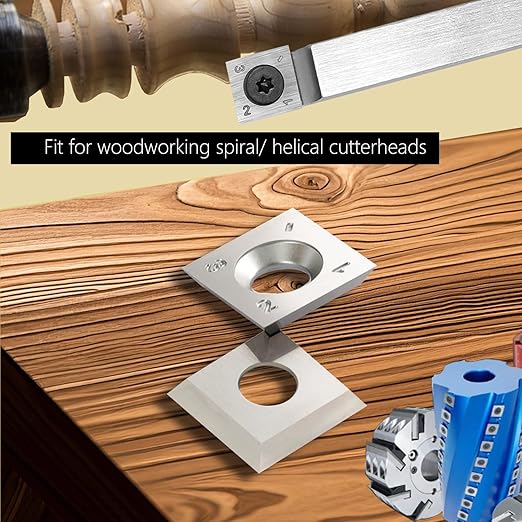 15mm Square Carbide Inserts Cutters Knives Blades 15횞15횞2.5mm-30째for Woodworking Spiral/Helical Planer Cutter Head or Lathe Turning 10pcs