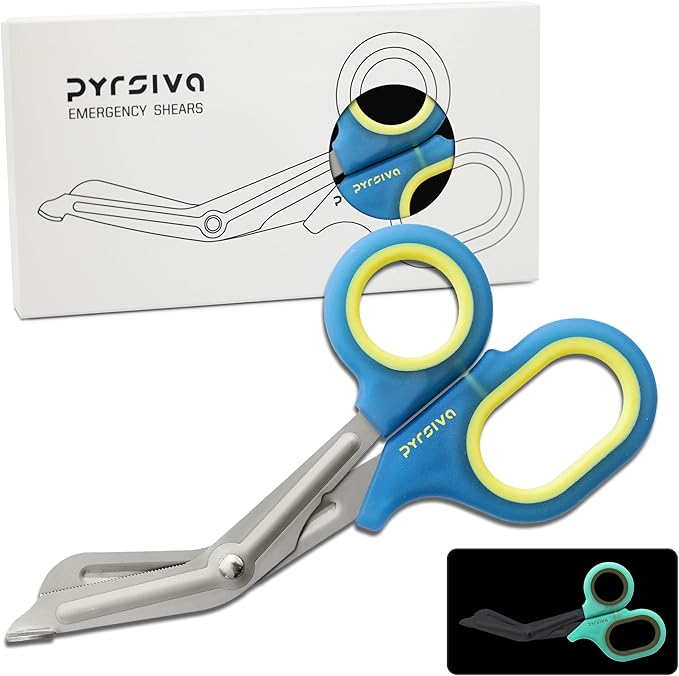 Glow in the Dark Trauma Shears ??7.5" Titanium-Coated Stainless Steel Bandage Scissors for Nurses, EMTs & Doctors | Professional Medical Shears for First Responders & Wound Care