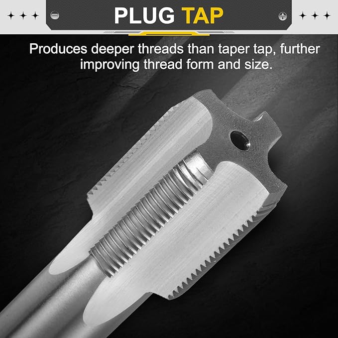 uxcell Hand Plug Tap M26 x 1.5 H2 Metric Thread Plug Style Taps Straight Flute Screw Tapping Threading Tool High Speed Steel HSS6542