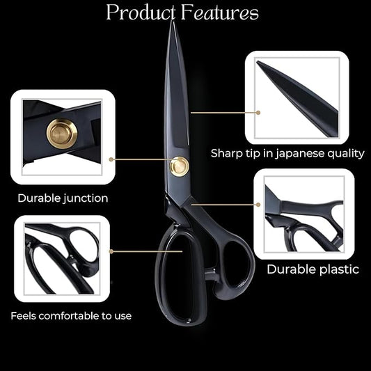 Professional Fabric Scissors 8'' - Heavy Duty Sewing Shears with High Carbon Steel Blades for Precise Cutting, Tailoring,Crafts, Industrial Strength Use, Sharp Precision Dressmaking Tools