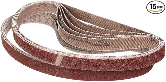 1-1/8 x 21 Inch Sanding Belt, 15 Pcs 80/120/150/240/400 Grits Aluminum Oxide Knife Sharpener Belts Work Sharpening for Belt Sander Knife Carving Tool Metal Working