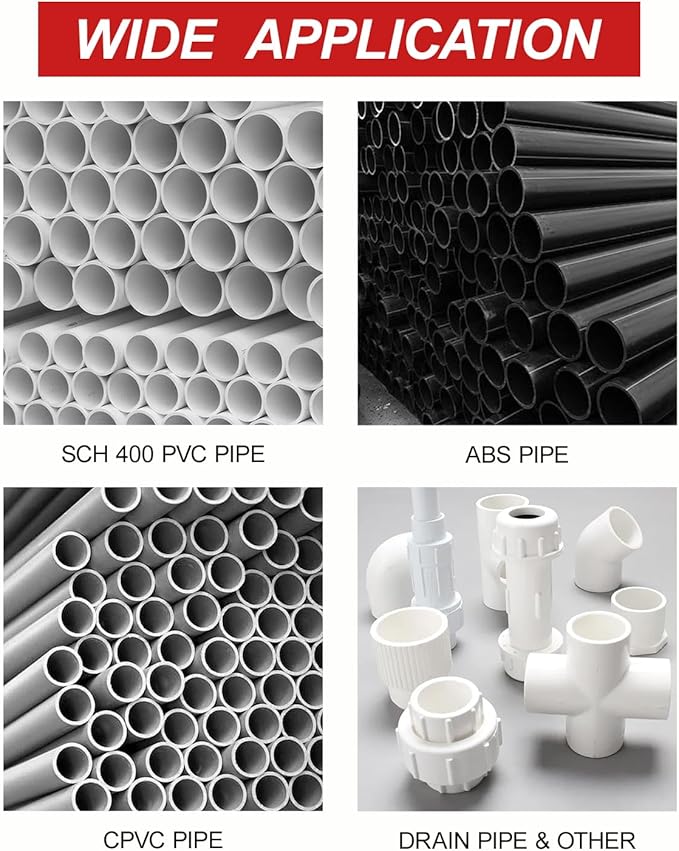 9pcs PVC Pipe Reamer Kit, PVC Fitting Saver with 1/2" Drills - 1/2",3/4",1",1-1/4",1-1/2",2",2.5",3",4??Inner Socket Fitting Saver For SCH40, CPVC, ABS.