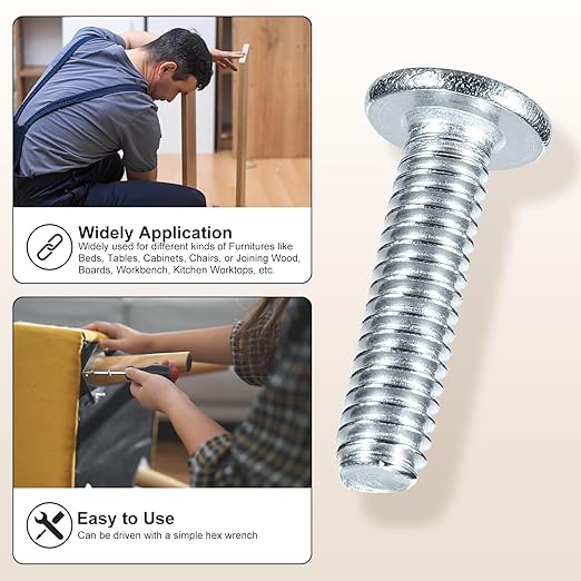 METALLIXITY Furniture Crib Screws Replacement Set with Wrench(M6-1x30mm) 100Pcs, Galvanization Connector Bolts M6 Screw Barrel Nuts Binding Screws, for Chair Cabinet Bed, Silver