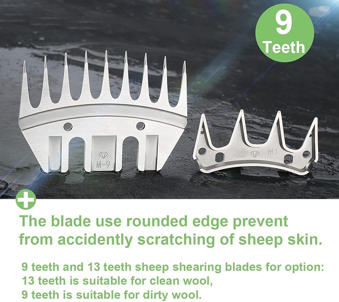 3 Set 9 Tooth Sheep Shears Replacement Blades PRO Universal Blade for All Major Brands Oster GDJOB TAKEKIT BEETRO Dragro Lister Heiniger Sheep Clippers for Sheep Alpacas Goats (9 Tooth Silver)